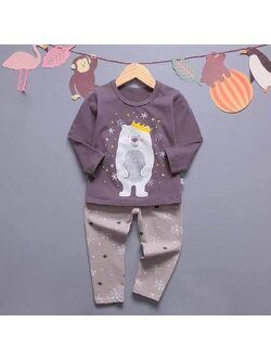 ชุดนอนเด็ก ลายหมี สีน้ำตาล