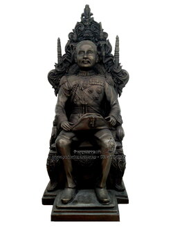 เสด็จพ่อ ร.5 นั่งบัลลังก์ เนื้อโลหะ ขนาด 9 นิ้ว สูง 21 นิ้ว