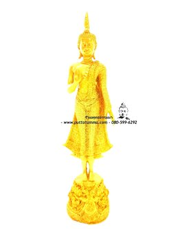 พระประจำวันจันทร์ เนื้อเรซิ่น พ่นทอง ฐาน 4 นิ้ว สูง 14 นิ้ว