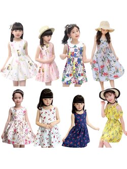 พร้อมส่ง ชุดเด็ก ชุดเดรส ลายดอก ชุดเดินชายหาด