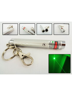 LASER พวงกุญแจเลเซอร์ เขียวเล็กสั้น (20 mW) สีเงิน