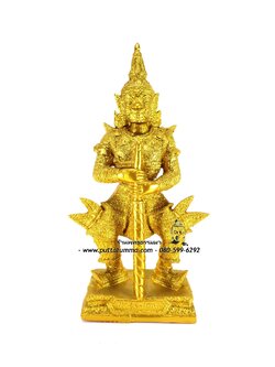 ท้าวเวสสุวรรณ สีทอง เนื้อเรซิ่น หน้าตัก 5 นิ้ว สูง 12 นิ้ว