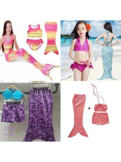 สินค้าพร้อมส่ง ชุดว่ายน้ำ หางนางเงือก เซ็ต 3 ชิ้น เซ็ตลายจุด