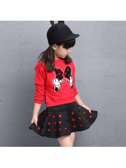 ชุดเด็ก : เซ็ตเสื้อแขนยาว มินนี่ + กระโปรงดำ