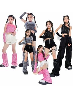 friendly4kid ชุดเต้น เสื้อสายเอี้ยมพร้อมปลอกแขน+กางเกงขาสั้น+ถุงเท้าปักเลื่อม