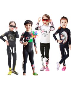 ชุดว่ายน้ำเด็ก : ชุดเซ็ตเสื้อแขนยาวลาย +กางเกงขายาว เด็ก