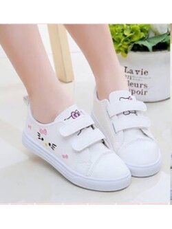 รองเท้าผ้าใบ แมว สีขาว