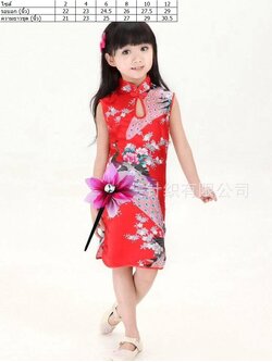 ชุดแฟนซีเด็ก :ชุดกี่เพ้าสีแดง ลายนก