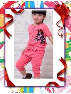 ชุดเสื้อมินนี่+กางเกงสามส่วน สีโอรส