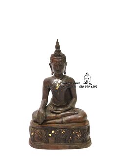 พระพุทธรูปปางมารวิชัย ศิลปอู่ทอง เนื้อโลหะ หน้าตัก 5 นิ้ว สูง 9 นิ้ว