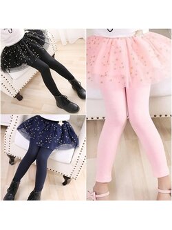 เลกกิ้งกระโปรง แต่งดาว สีกรม,สีดำ