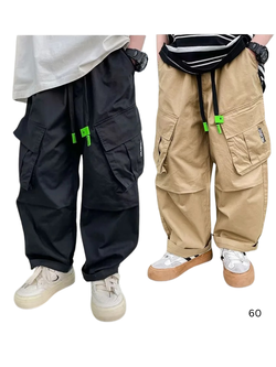 พร้อมส่ง กางเกงเด็กชาย คาร์โก้กระเป๋า2ข้าง สีพื้น