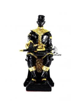 สมเด็จพระนเรศวรมหาราช เนื้อเรซิ่น สีดำปิดทอง หน้าตัก 5 นิ้ว สูง 10 นิ้ว
