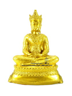 พระพุทธรูปปางสมาธิ ทรงเครื่อง เนื้อเรซิ่น หน้าตัก 9 นิ้ว สูง 16 นิ้ว