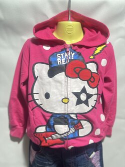 เสื้อกันหนาว คิตตี้ มีฮูดสีชมพู ซิปหน้า