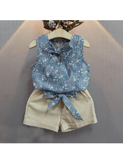 ชุดเสื้อลายดอก+กางเกงขาสั้น