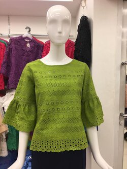 เสื้อลูกไม้ผ้าฝ้าย ฉลุลายลูกไม้สีสวย แบรนด์พิ้งบูติค