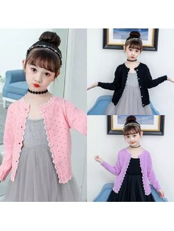 กันหนาว: เสื้อกันหนาวเด็ก ไหมพรม ขลิบขาว