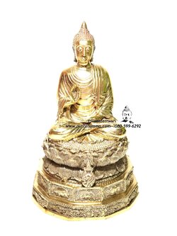 พระพุทธรูปปางประทานพร ขัดสมาธิเพชร เนื้อโลหะทองเหลือง หน้าตัก 5 นิ้ว สูง 12 นิ้ว