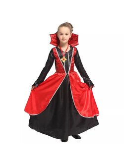Haloween day : ชุดฮาโลวีน แดร๊กคูร่า หญิง สีแดง ยาว