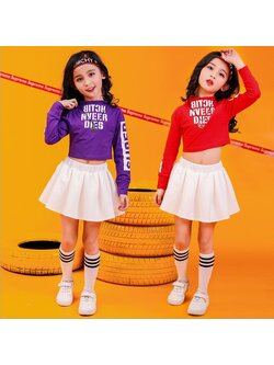 ชุดเต้น เสื้อแขนยาวเข้ารูป+กระโปรงสีขาว