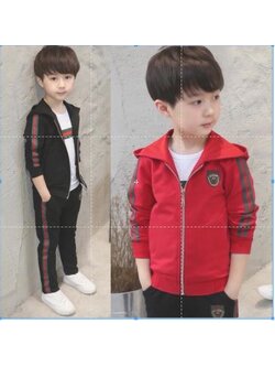 กันหนาว: เสื้อกันหนาวเด็ก กางเกงแถบข้างสีเขียว