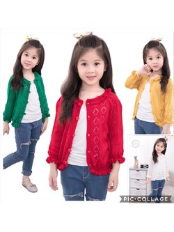 กันหนาว: เสื้อกันหนาวเด็ก ไหมพรมฉลุ