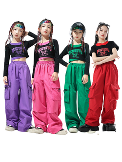 ***พร้อมส่ง**ชุดเต้น เสื้อแขนยาว+กางเกงคาร์โก้ สไตล์แบลคพิงค์