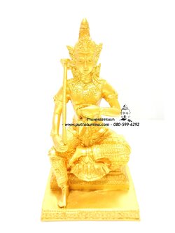 พระวิษณุกรรม เนื้อเรซิ่น สีทอง ฐาน 6 นิ้ว สูง 9 นิ้ว