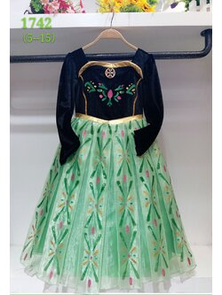 F เดรสแขนยาว อันนา สีดำ-เขียว