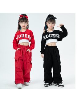 พร้อมส่ง ชุดเต้น เสื้อแขนยาว+เสื้อตัวใน+กางเกง สีดำ สีแดง