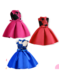 ชุดเดรสเด็ก เดรสออกงาน คอเต่า ลายลูกไม้