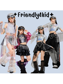 friendly4kid ชุดเต้น HipHop Kidsเสื้อ+กางเกงหางปลา jazz dance kids