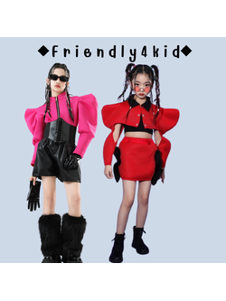 Friendly4kid พร้อมส่ง***ชุดเต้น set เสื้อ+กระโปรง สไตล์แจสแดนซ์