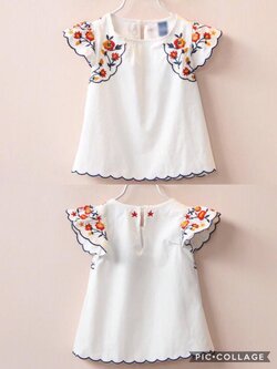 ชุดเด็ก : เสื้อปักดอกไม้สีขาว