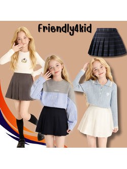 กระโปรงเด็กผู้หญิง อัดพลีทมินิ สีพื้น