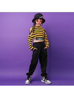 ชุดเต้น แดนซ์ เสื้อริ้วเหลืองดำ+กางเกง