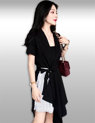 เสื้อคลุมแฟชั่นแต่งสองสีสไตล์เกาหลี รหัส2284