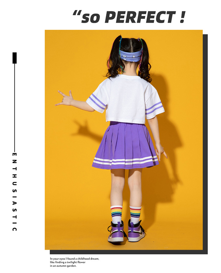 friendly4kid พร้อมส่ง ชุดเต้น ชุดเชียร์ เสื้อแขนสั้นหัวใจ+กระโปรง งานโรงเรียน กิจกรรมเต้น