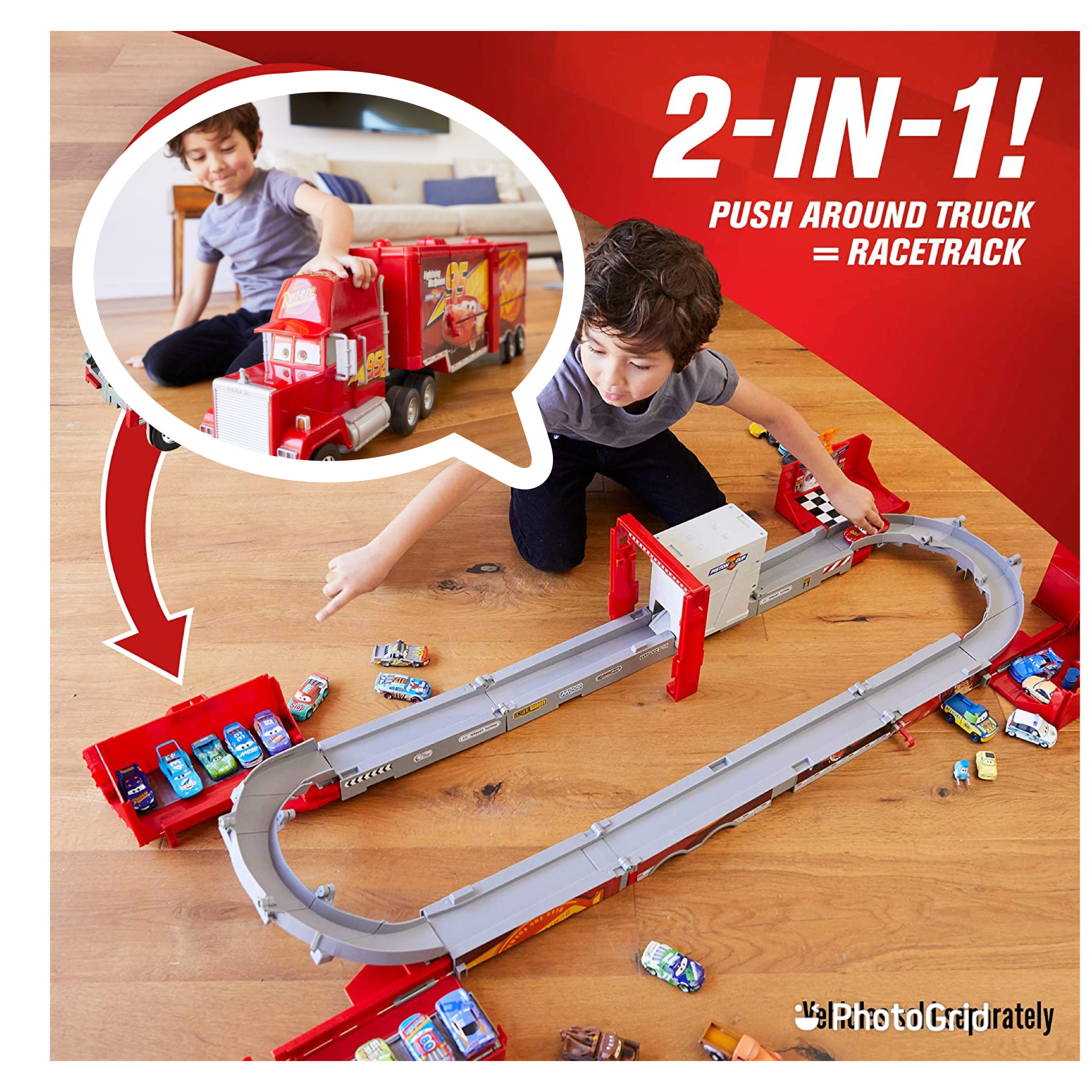 รถขนาดใหญ่ 2 in 1 Disney Pixar Cars Super Track Mack Playset