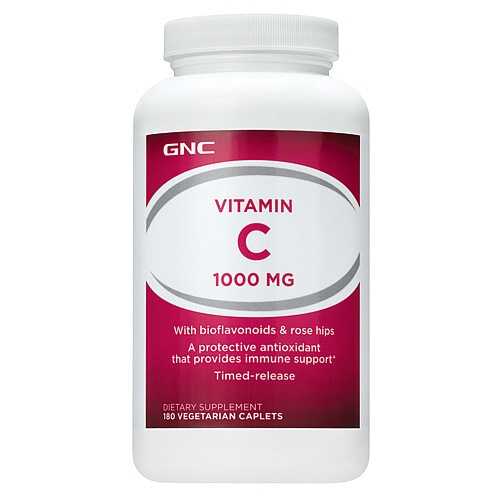 **พร้อมส่ง**GNC Vitamin C 1000 mg with Citrus Bioflavonoids and Rose Hips180 Vegetarian Caplets(Timed-Release) เพิ่มภูมิต้านทาน ป้องกันหวัด และผิวกระจ่างใส