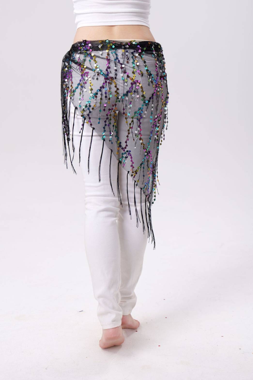 พร้อมส่งพร๊อพเสริม ผ้าผูกเอว คาดเอว Hip Scarf แฟชั่นเลื่อม พร้อมพู่และโซ่ คาดเอวสำหรับเต้นแจ๊ส-สตรีท สไตล์เน็ตไอดอล