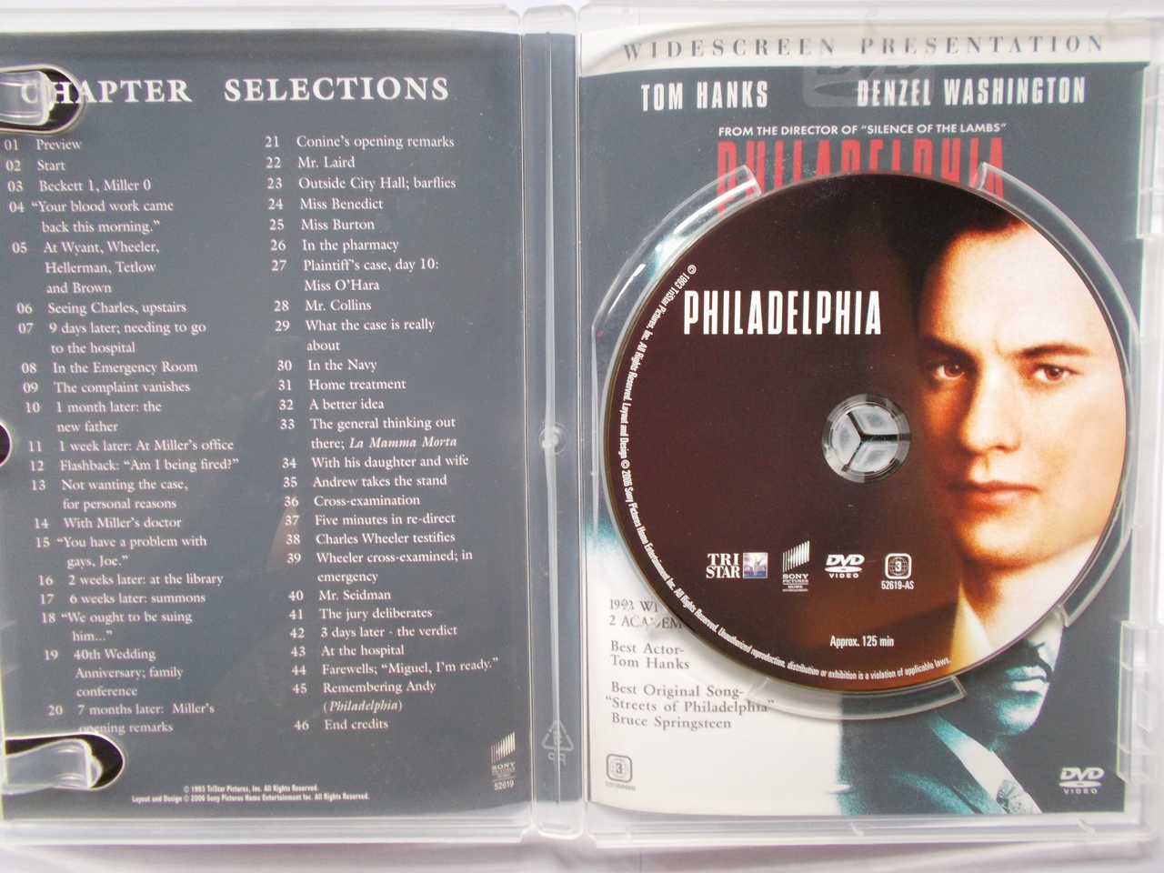 DVD /PHILADELPHIA /TOM HANKS/DENZEL WASHINGTON