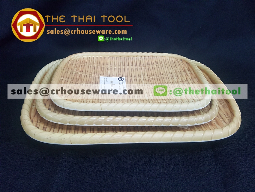 ถาดเหลี่ยม 12 นิ้ว ลายไม้สาน รหัส : NK13713-12 Melamine tray square shape weave design 12 inches Code : NK13713-12