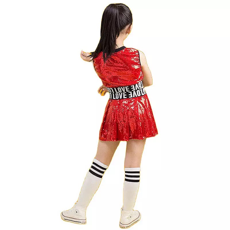 พร้อมส่ง ชุดเต้น เสื้อกล้าม+กางเกงกระโปรง ปักเลื่อม