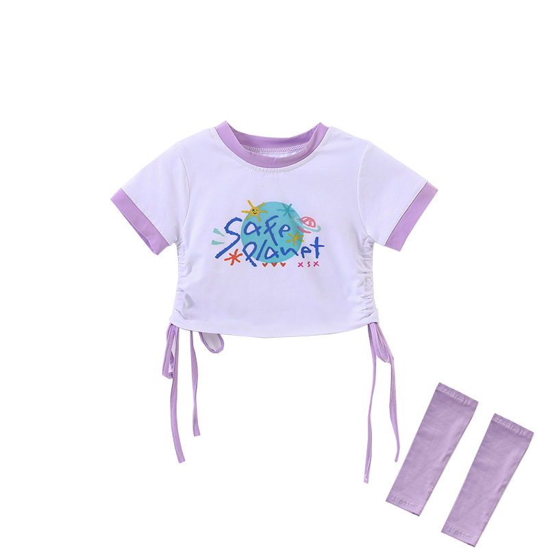 ชุดเต้น เซ็ตม่วง เสื้อแขนสั้น+กระโปรงระบาย**สินค้าเปิดจอง