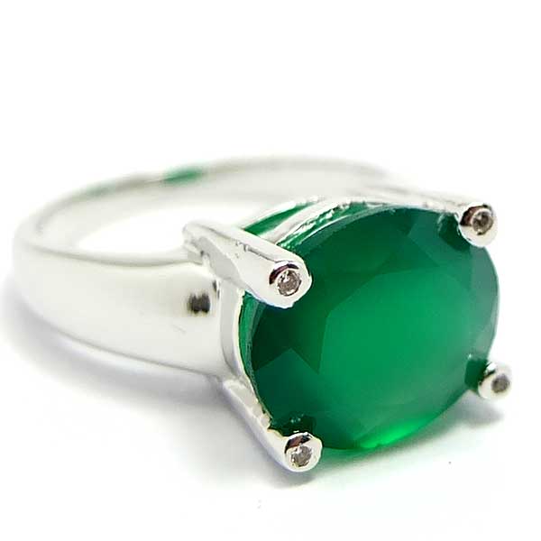 แหวนเงินแท้ราคาถูกชุบทองคำขาว พลอยแท้กรีนอะเกท 4.15 กะรัต เพชรCZ 0.028 กะรัต งานประณีตสวยงาม สั่งผลิตค่ะ