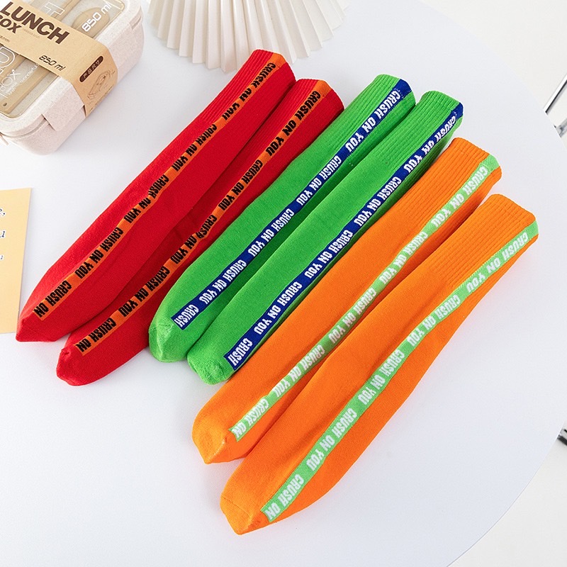 พร้อมส่ง ถุงเท้ายาว ลายหมากรุก สีพื้น มีไซส์ เด็กเล็ก-เด็กโต