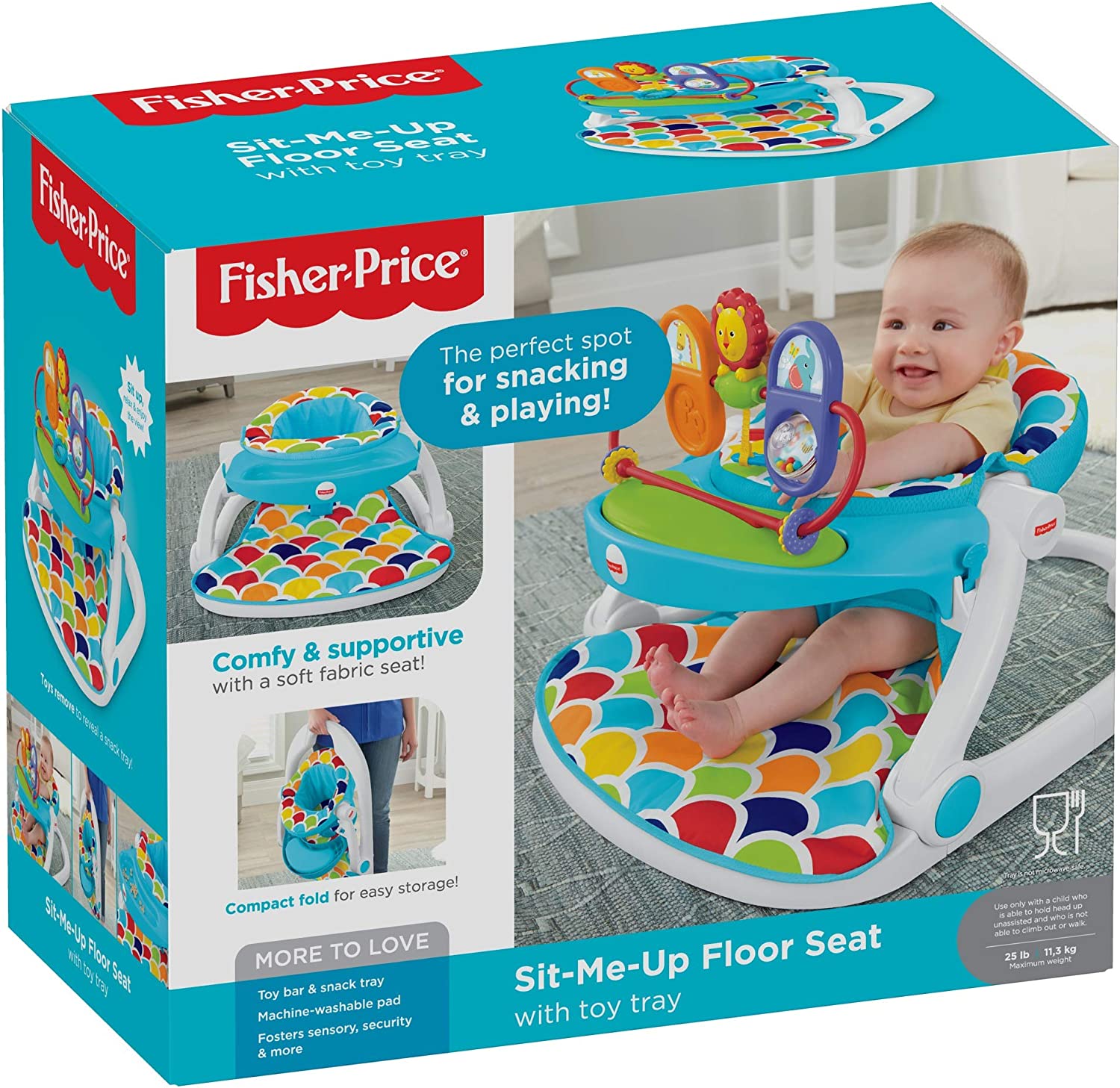 เก้าอี้นั่ง Fisher-Price Premium Sit-Me-Up Floor Seat with-Toy Tray Peek-a-Boo Fox Portable Baby Chair with Snack Tray and-Toys