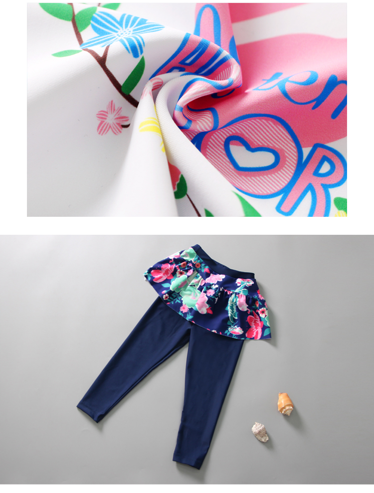 พร้อมส่ง ชุดว่ายน้ำ เด็กผู้หญิง เสื้อแขนยาว+เลกกิ้งกระโปรง